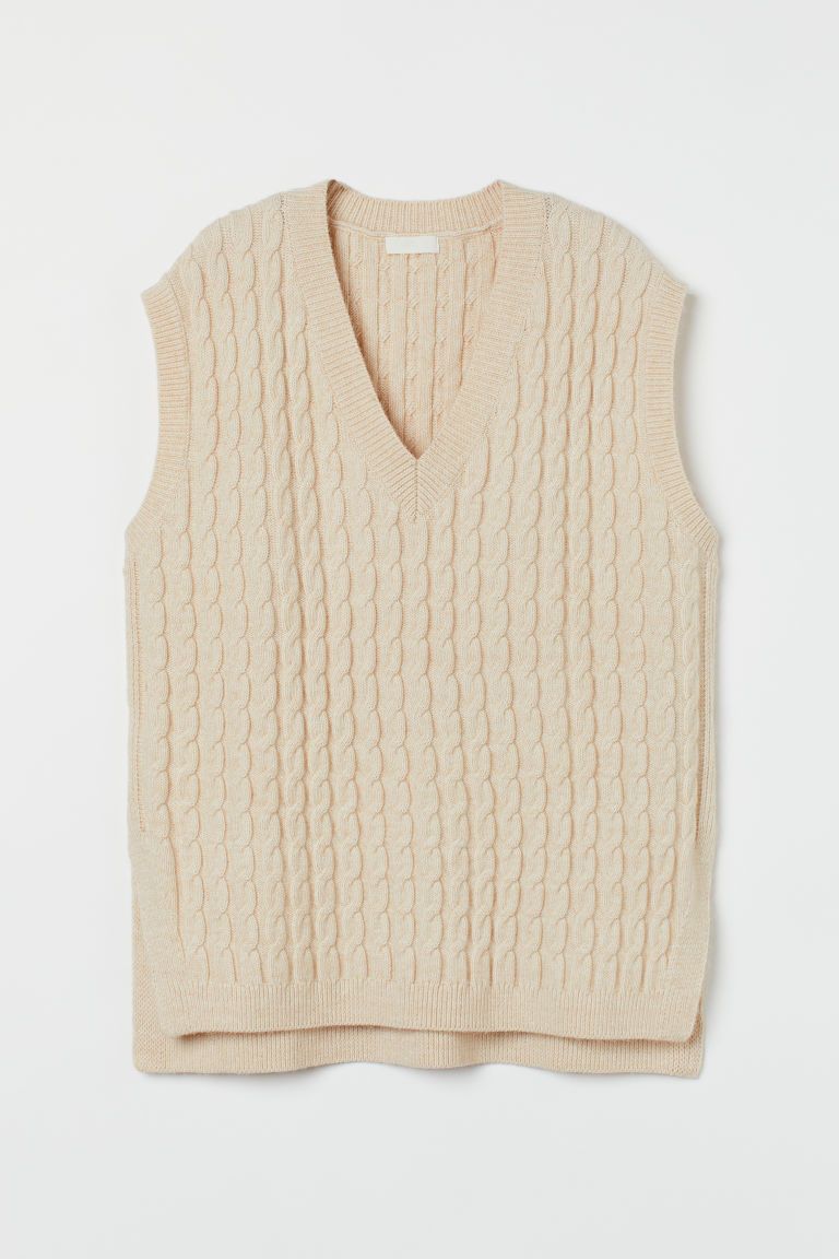 H & M - Cable-knit Sweater Vest - Beige | H&M (US + CA)