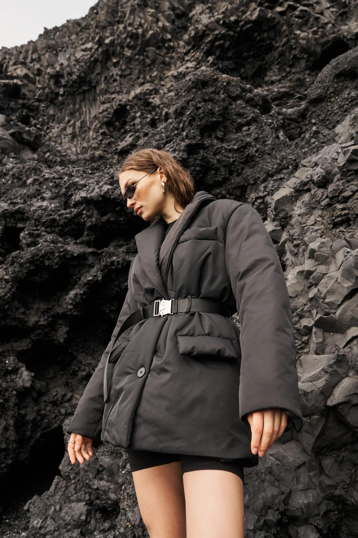 PADDED BLAZER COAT - BLACK | The Couture Club