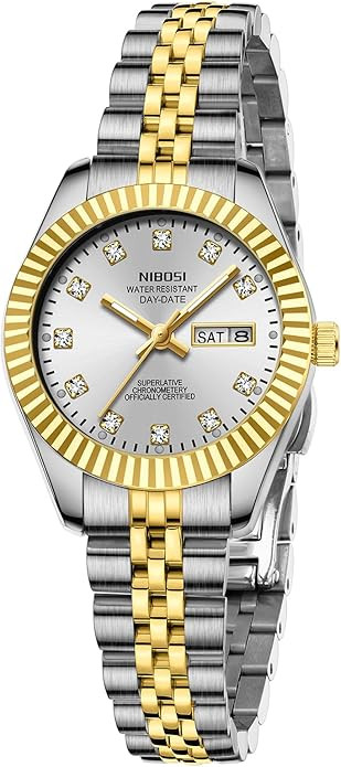 NIBOSI Watches for Women Analog Quartz Stainless Steel Dial with Day Date Luminous Waterproof Dai... | Amazon (US)