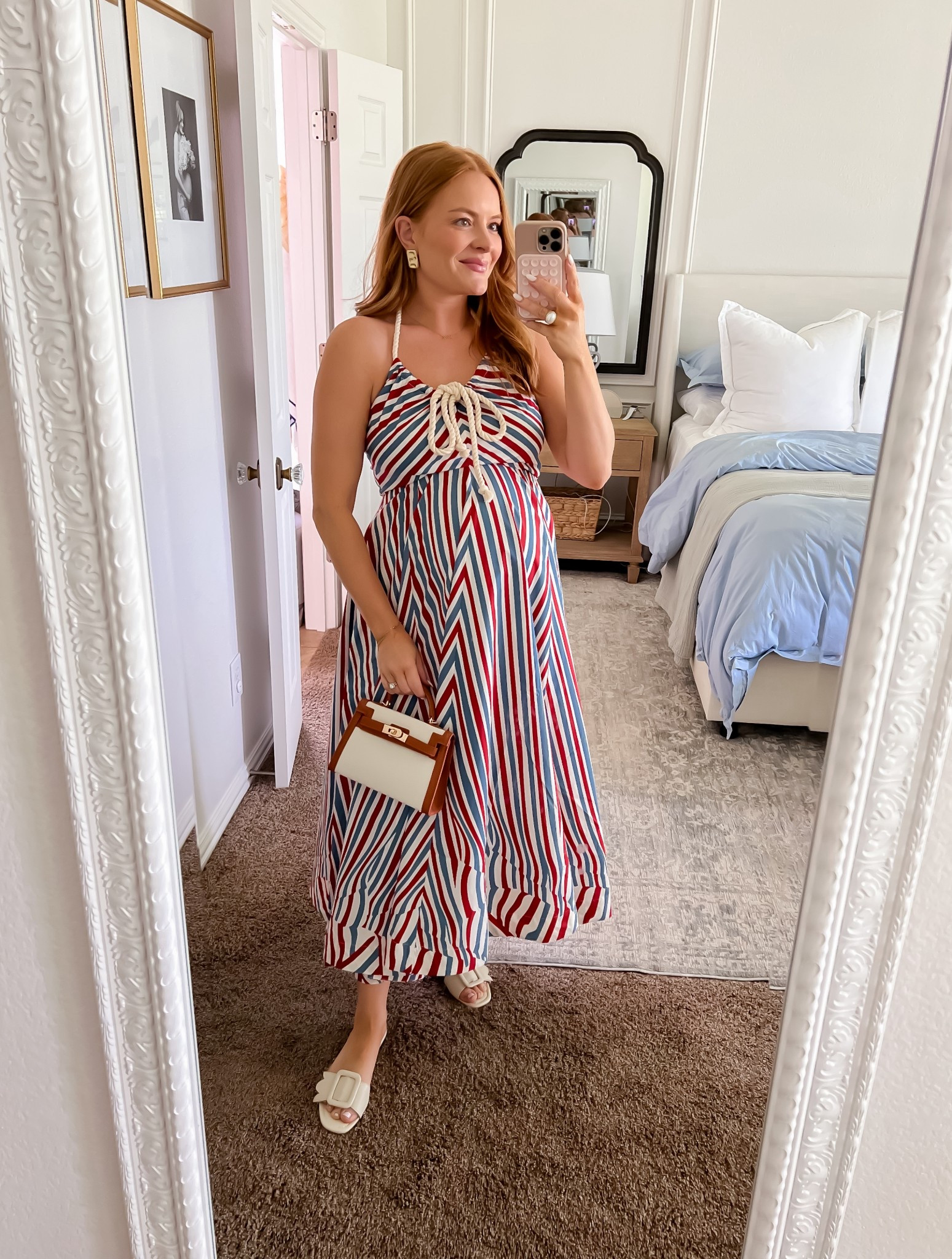 Fourth of July outfit🇺🇸 This dress is stunning in person and would be perfect for the summer and the Fourth of July! If your pregnant size up one to fit the bump❤️💙

#LTKBump #LTKSummerEdit #LTKSeasonal