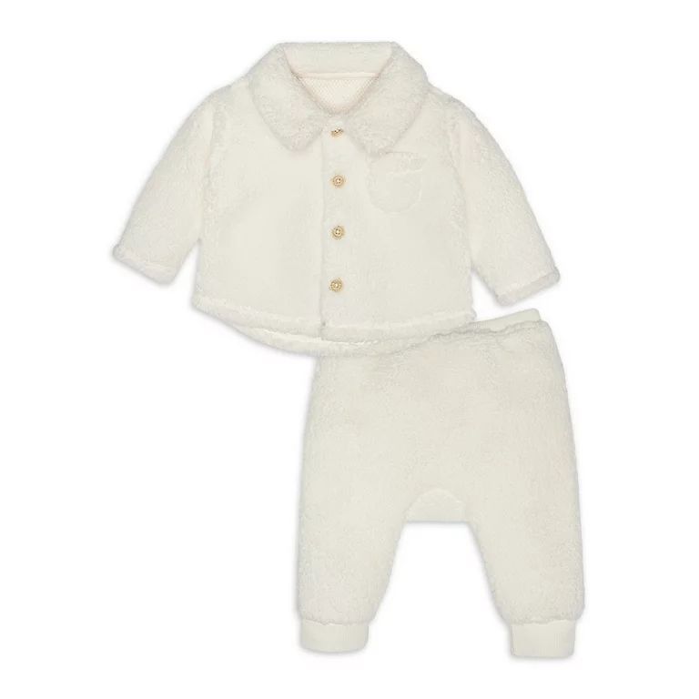 Modern Moments by Gerber Baby Boy or Girl Unisex Microplush Collared Top and Ribbed Pant Outfit S... | Walmart (US)