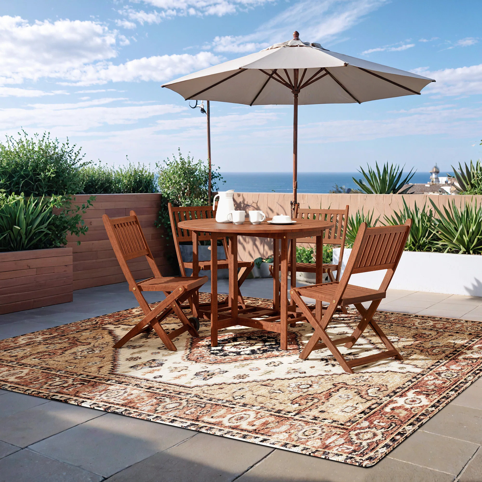 Red Barrel Studio® Foldable Acacia Wood Patio Set & Reviews | Wayfair | Wayfair North America