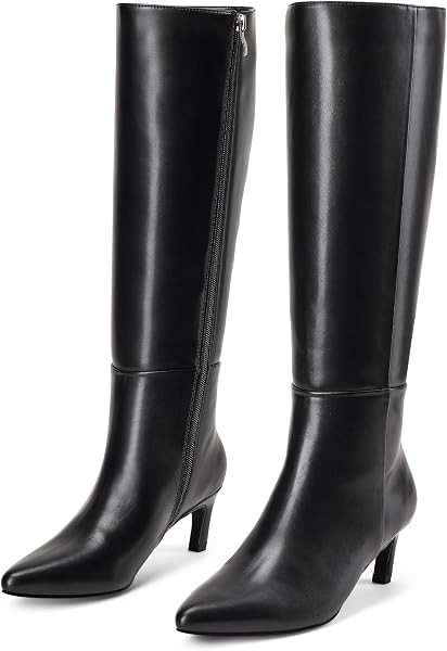 GENSHUO Women's Knee High Boots, Low Kitten Heel Pointed Toe Tall Boots with Side Zipper, Fashion... | Amazon (US)