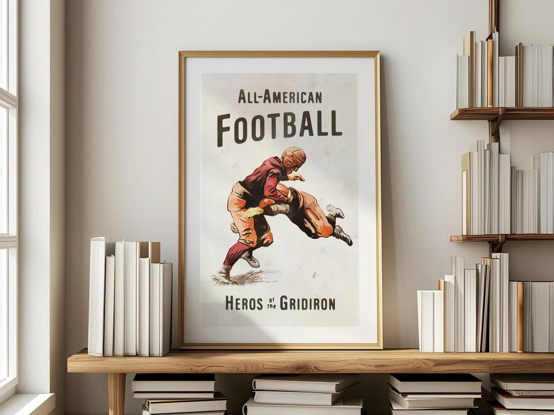 Retro Football Print American Football Art Poster Sports Wall Art Home Sports Decor Vintage Footb... | Etsy (US)