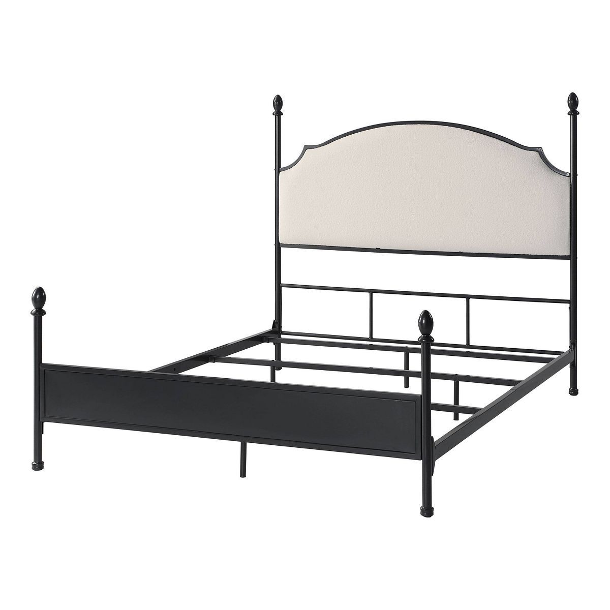 HOMES: Inside + Out Sweepwind Transitional Boucle Four Poster Panel Bed Beige/Gunmetal | Target