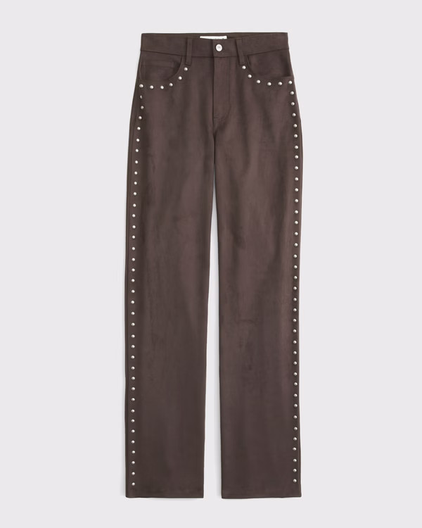 Women's High Rise 90s Relaxed Vegan Suede Pant | Women's Bottoms | Abercrombie.com | Abercrombie & Fitch (US)