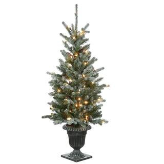 4 ft. Snowy Morgan Spruce LED Artificial Christmas Tree with Twinkly Lights | The Home Depot