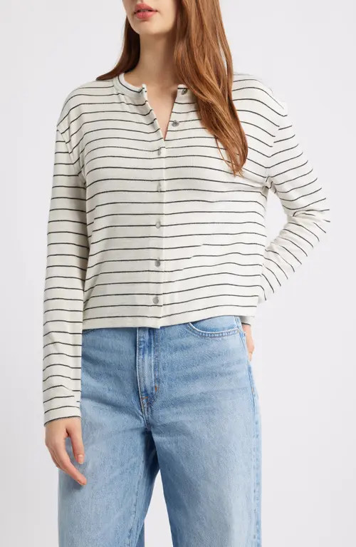 rag & bone/JEAN The Knit Stripe Boxy Cardigan in Cream Stripe at Nordstrom, Size X-Large | Nordstrom