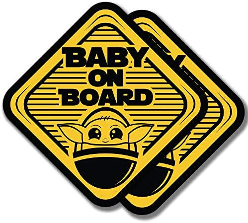 EPIC Goods Cute Baby Yoda On Board Large (5x5) Magnets, 2-Pack Gift Set - Safety Sign for Car, Tr... | Amazon (US)