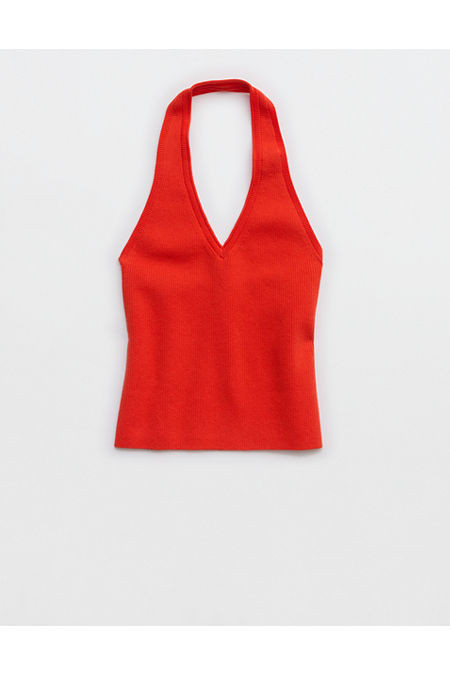Aerie Sweater Halter Tank Top Women's Orange Flare L | Aerie