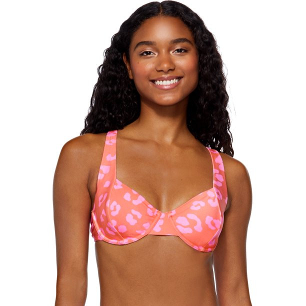 No Boundaries Juniors Bold Leopard Print Underwire Swim Top - Walmart.com | Walmart (US)