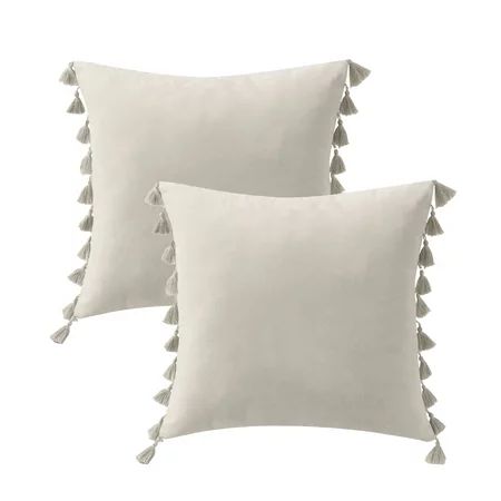 Mulanimo 330Gsm Nordic Mink Two Side Tassel Invisible Zipper Pillow Cream 18“*18”*2 | Walmart (US)