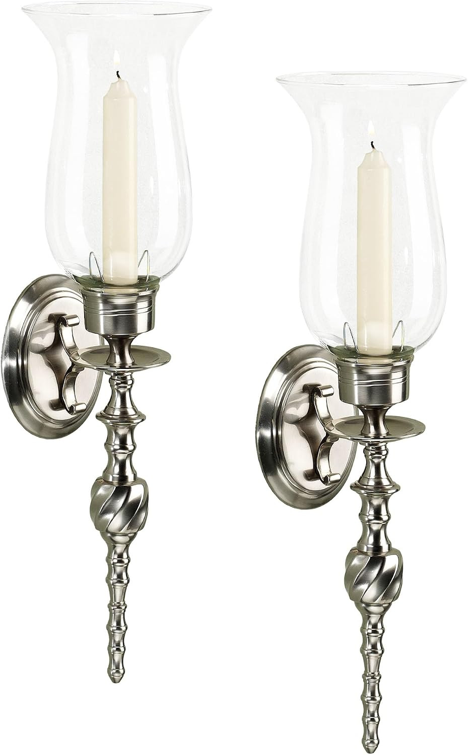Touch of Class Solid Brass Daria Swirl Sconce Pair - Small Set of 2 - Hurricane Wall Candle Holders for Bedroom, Bathroom, Living Room, Foyer, Entryway | Amazon (US)