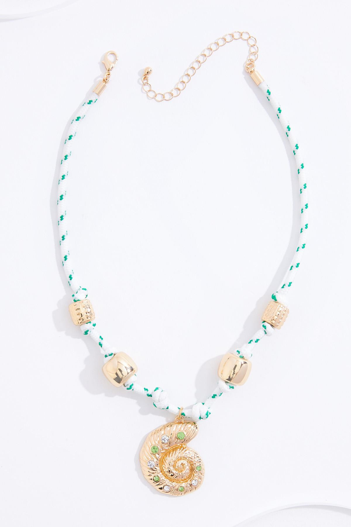 Gold Seashell Beaded Cord Necklace | Cato Fashions