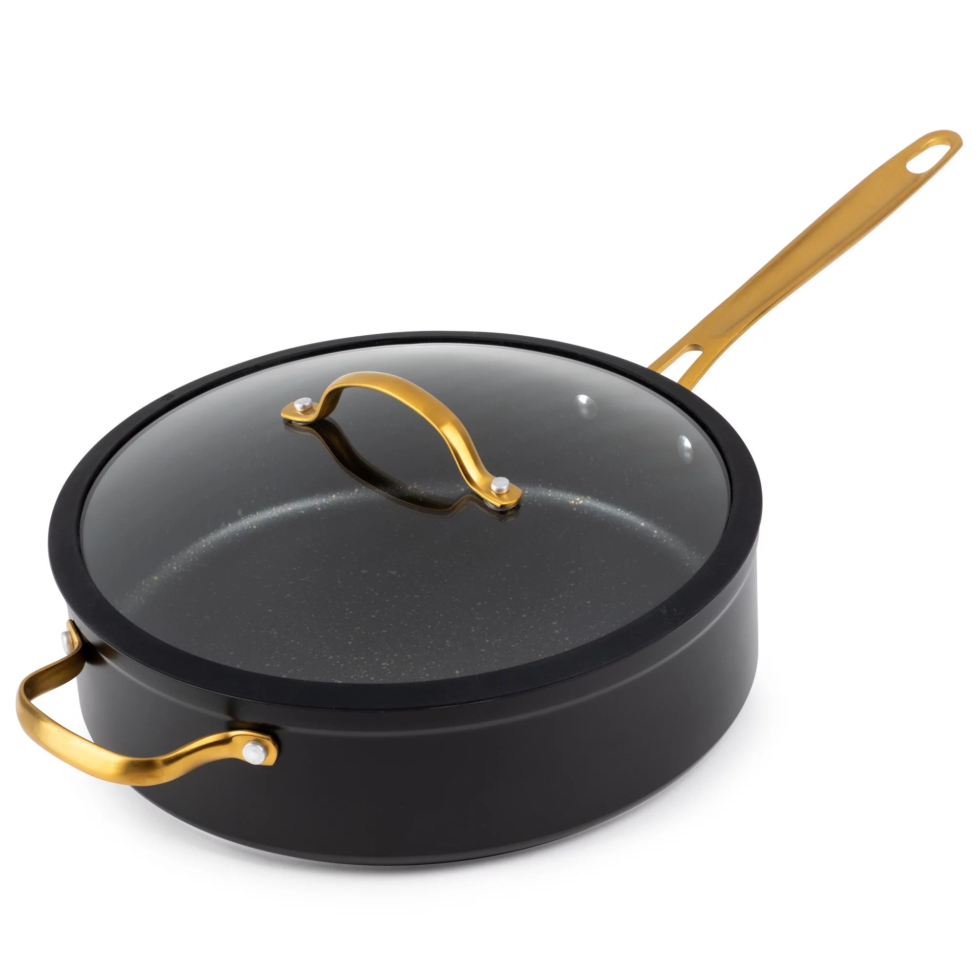 Thyme & Table Non-Stick 5 QT Signature Saute Pan with Glass Lid, Black & Gold | Walmart (US)