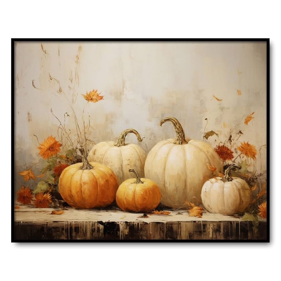 Rustic Fall Decor Wall Art Pumpkin Still Life Decor Fall Art Vintage Autumn Wall Print Halloween ... | Amazon (US)
