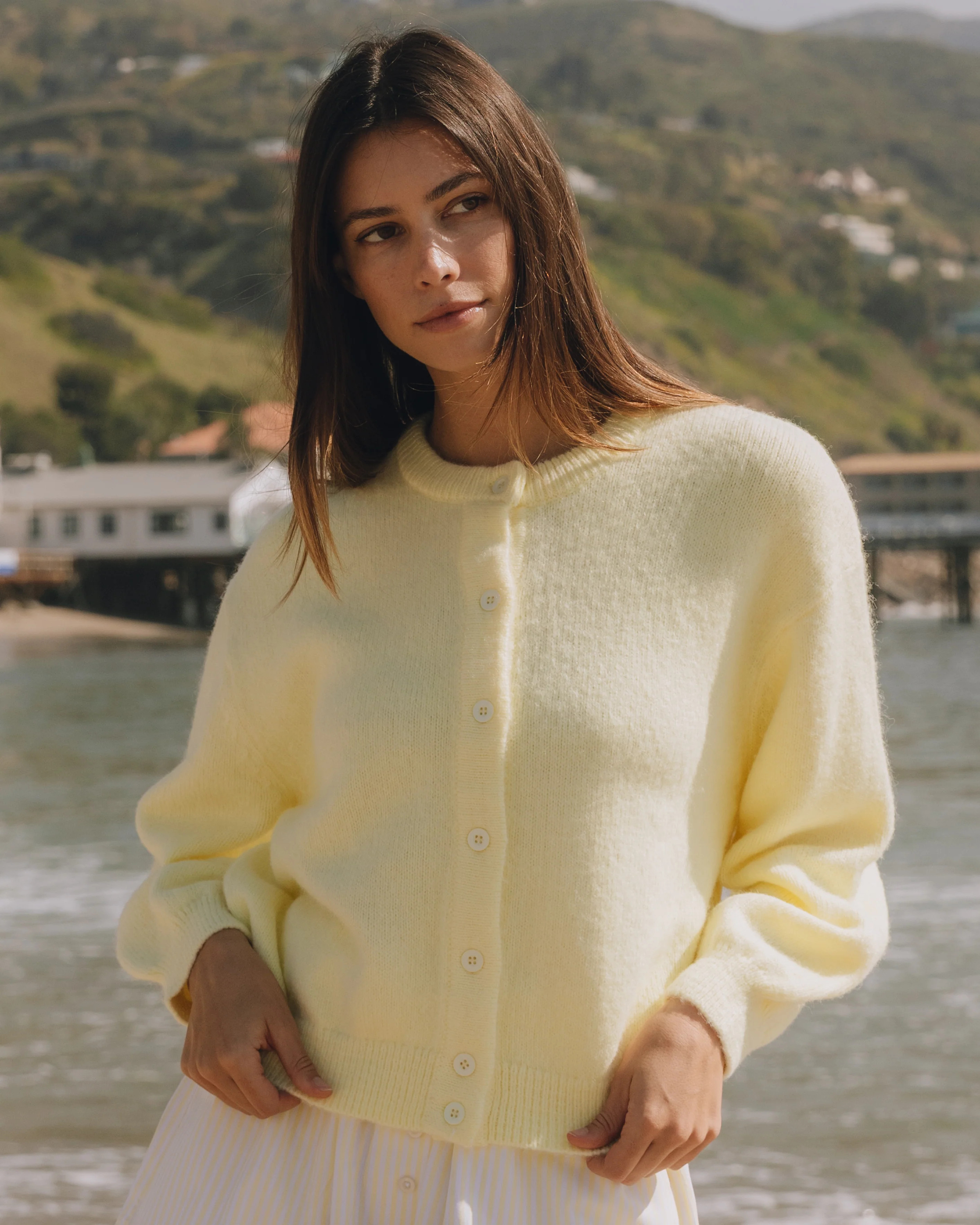Button Up Sweater - Lemon | Daily Drills