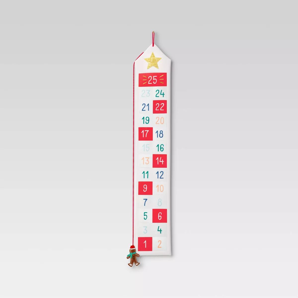 48" Fabric Hanging Christmas Advent Calendar with Gingerbread Man Counter White - Wondershop™ | Target