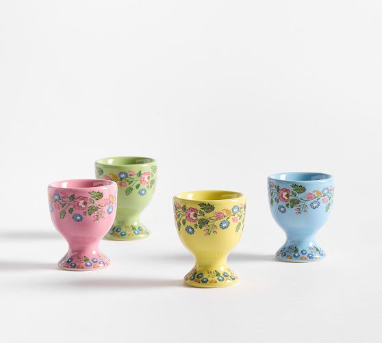 Botanical Bunny Stoneware Egg Cups - Mixed Set of 4 | Pottery Barn (US)