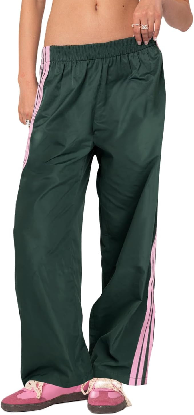 Mxiqqpltky Y2k Side Striped Sweatpants Women Casual Elastic Waist Wide Leg Track Pants Trendy Loo... | Amazon (US)