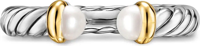 Petite Cable Open Ring in Sterling Silver with 14K Yellow Gold, 3.4mm | Nordstrom