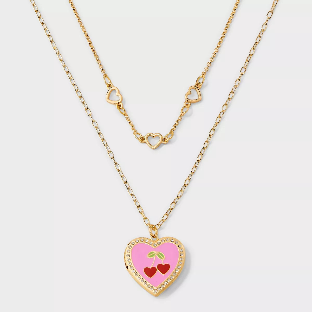 Girls' 2pk Cherry and Heart Locket Necklace Set - Cat & Jack™️ | Target