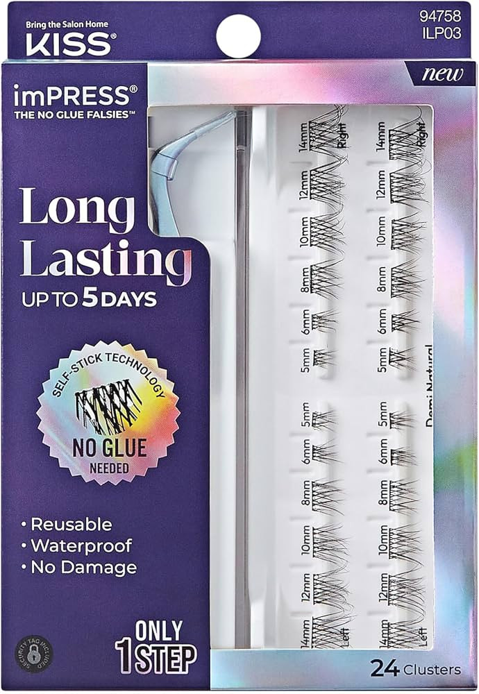 KISS imPRESS Falsies Long Lasting Self Adhesive Eyelashes, ‘Demi Natural’, 5 Day Extended Wea... | Amazon (US)