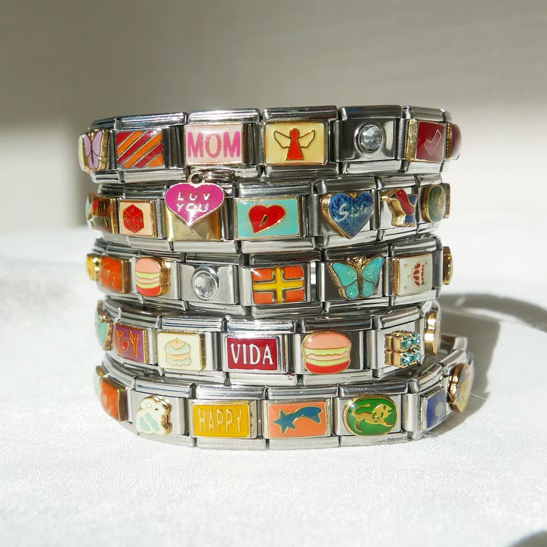 Italian Charm Bracelet Stretchy Vintage Italian Charm - Etsy | Etsy (US)
