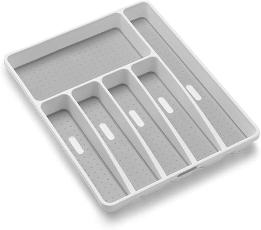 madesmart Classic Large Silverware Tray - White |CLASSIC COLLECTION | 6-Compartments| Kitchen Dra... | Amazon (US)