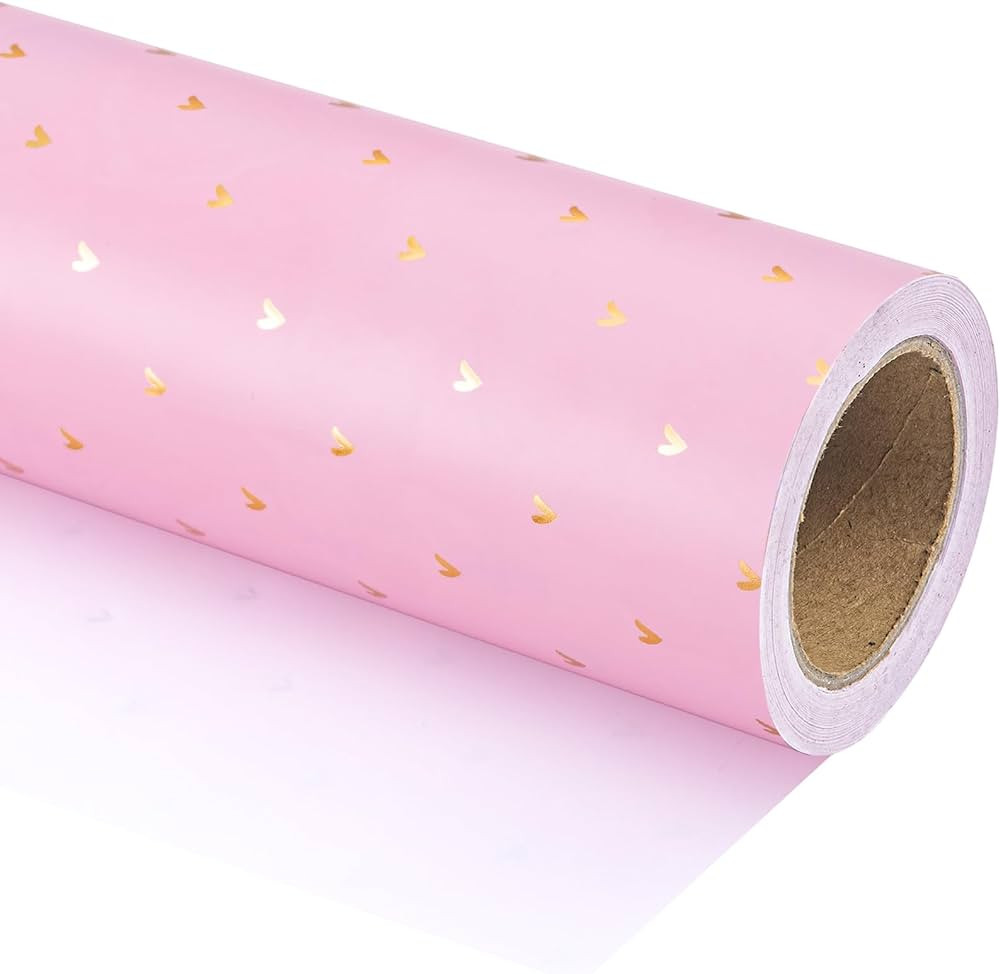 WRAPAHOLIC Valentine's Day Wrapping Paper - Mini Roll - 17 Inch X 33 Feet - Pink Love Heart with ... | Amazon (US)