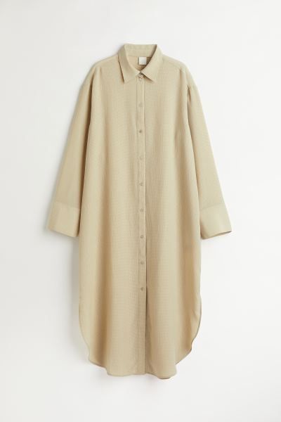 Jacquard-weave Shirt Dress Beige Dress Dresses Winter Dress Spring Outfits Pastel Budget Fashion | H&M (US + CA)