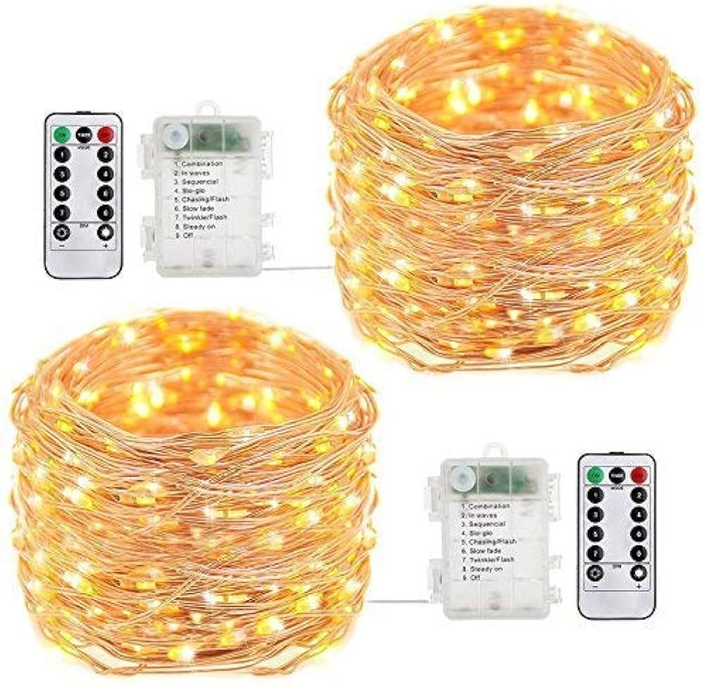 buways Fairy Lights,2-Pack Battery Operated Waterproof Warm White 50 LED Fairy String Lights,16.4... | Amazon (US)