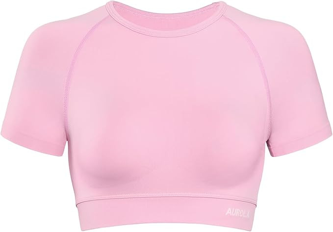 AUROLA Influence Crop Top Workout Shirts for Women, Ultra-Soft Seamless Gym T Shirts Short Sleeve... | Amazon (US)