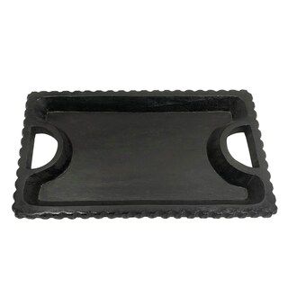 Kingston Living 25" Black Scalloped Edge Mango Wood Tray with Handles | Michaels Stores