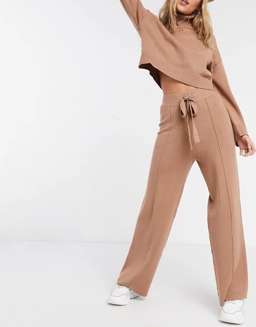 Stradivarius roll neck jumper and knitted trouser co-ord in brown | ASOS | ASOS (Global)