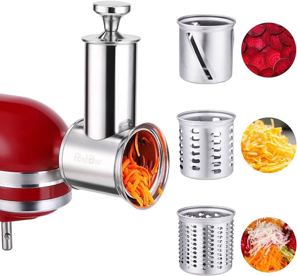 Stainless Steel Slicer Shredder Attachments for KitchenAid Stand Mixers, Dishwasher Safe, Large V... | Amazon (US)