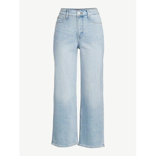 Free Assembly Women's Cropped Wide High Rise Straight Jeans - Walmart.com | Walmart (US)