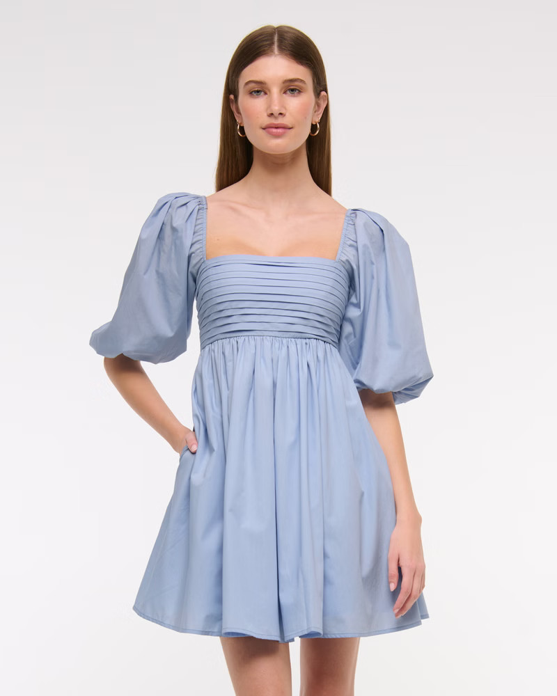 Women's The A&F Emerson Poplin Puff Sleeve Mini Dress | Women's Dresses & Jumpsuits | Abercrombie... | Abercrombie & Fitch (US)