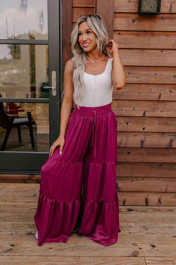 Caught Crushing High Waist Pants In Fuchsia | Impressions Online Boutique