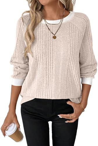 Long Sleeve Shirts for Women Crewneck Tunic Tops Business Casual Pullover Sweaters Trendy Fall Fa... | Amazon (US)