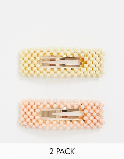 SVNX 2 pack pastel bead hair clips | ASOS (Global)