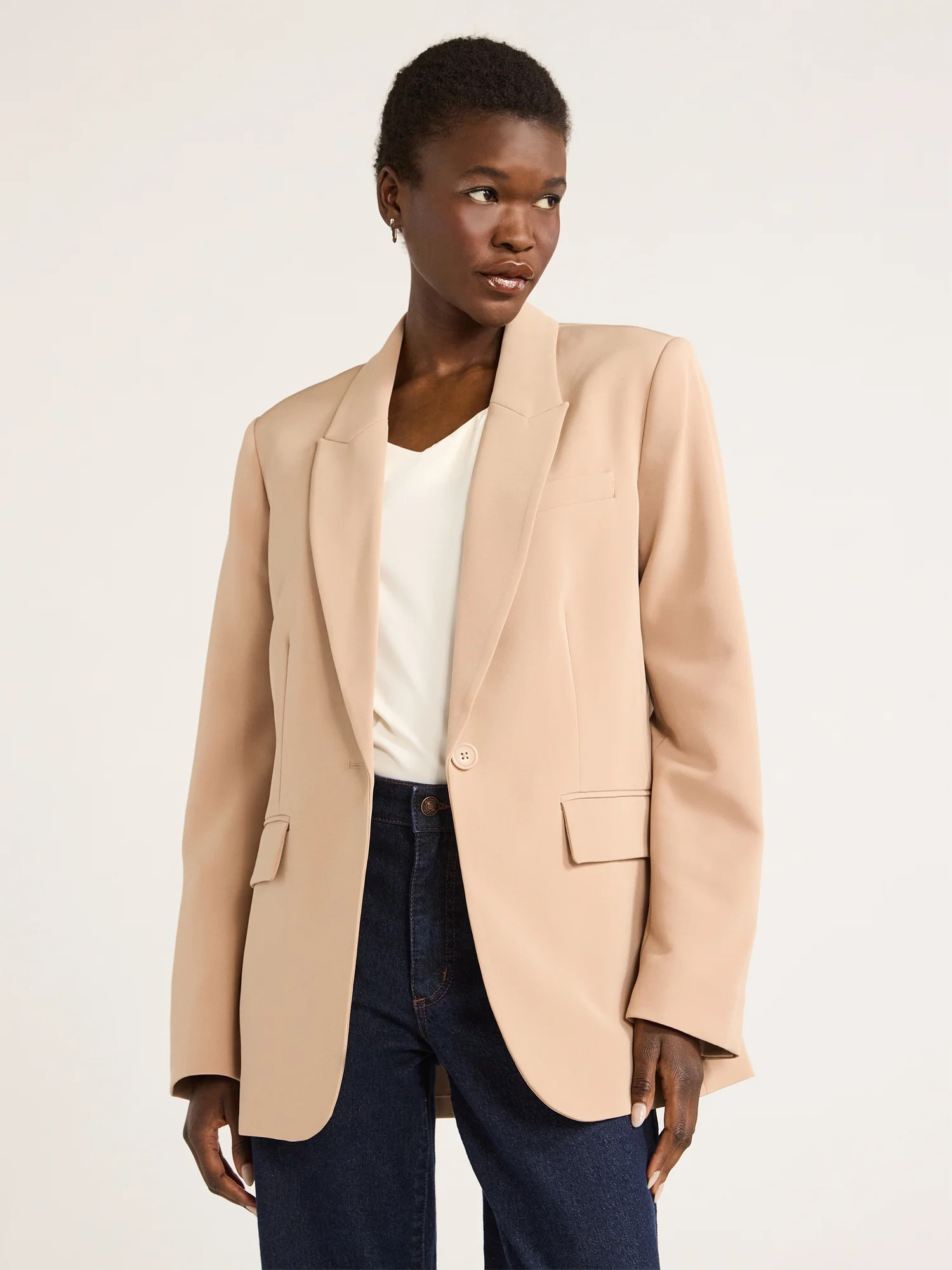 Scoop Women's Ultimate Crepe One Button Suit Blazer, Sizes XS-XXL - Walmart.com | Walmart (US)