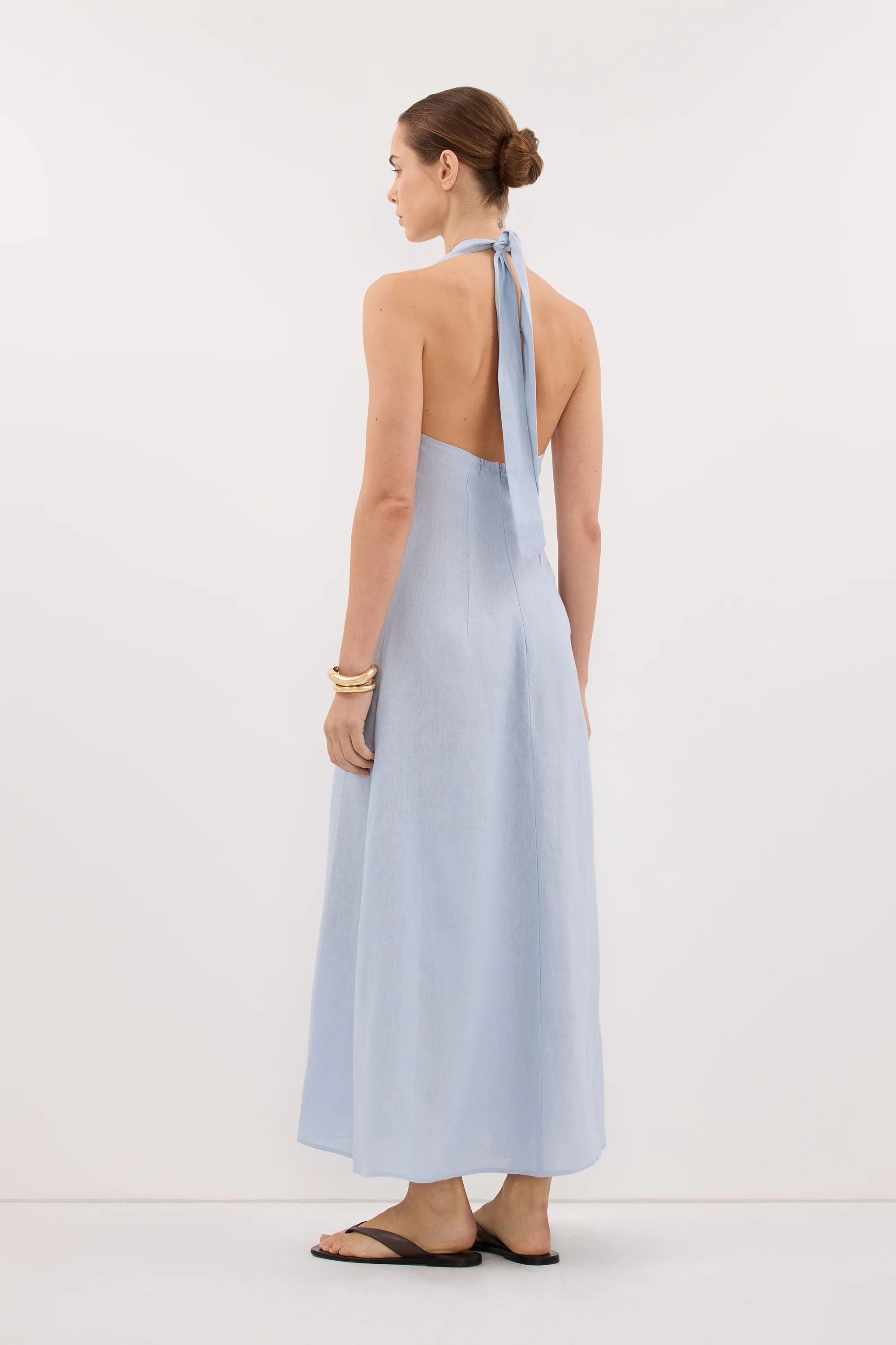 SKY DUSTY BLUE LINEN DRESS | DISSH