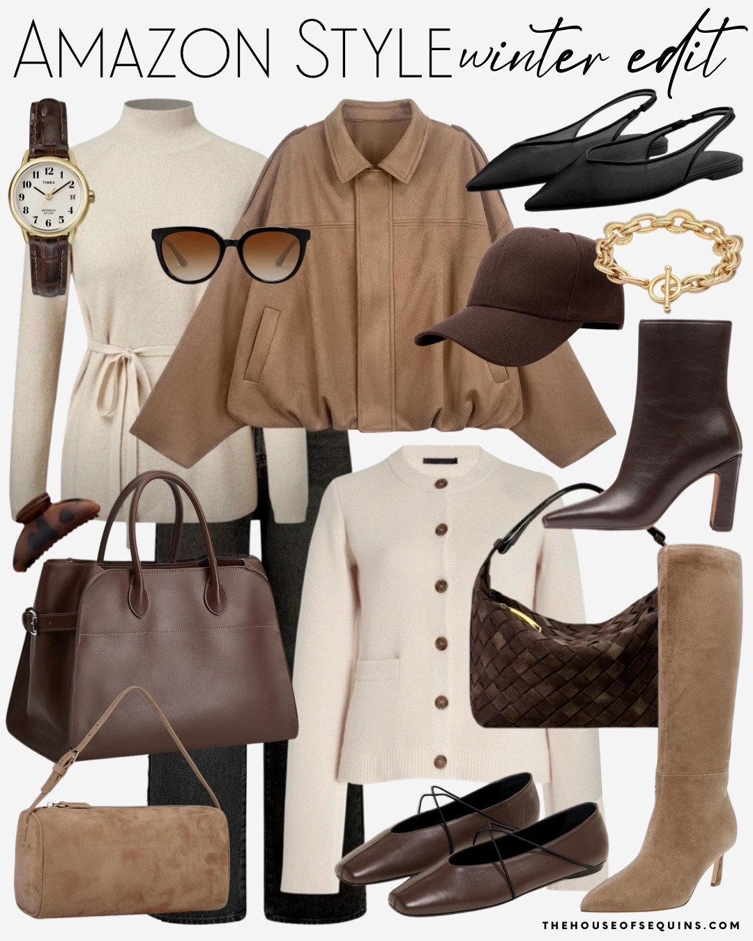 Shop Amazon winter outfit finds and designer looks for less! Faux suede jacket, The Row Margaux inspired bag, Jenni Kayne sweater inspired cardigan, Bottega bag and The Row 90s bag look for less, suede boots, mesh flats, mesh slingback, ballet flats, chocolate brown bag and more! 

#ltkfindsunder100 #ltkshoecrush #ltkitbag

Follow my LTK @thehouseofsequins on the @shop.LTK app to view this post and get my exclusive app-only content!

#liketkit 
@shop.ltk
https://liketk.it/5Ps8e

Follow my LTK @thehouseofsequins on the @shop.LTK app to view this post and get my exclusive app-only content!

#liketkit #LTKMidsize #LTKgrwm #LTKootd
@shop.ltk
https://liketk.it/5Ps9R