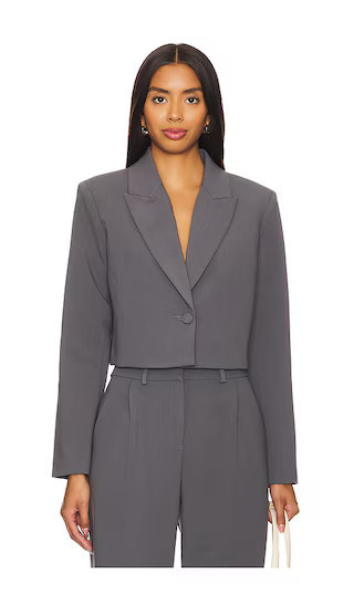 Amanda Uprichard Reggie Crop Blazer in Grey. - size XL | Revolve Clothing (Global)