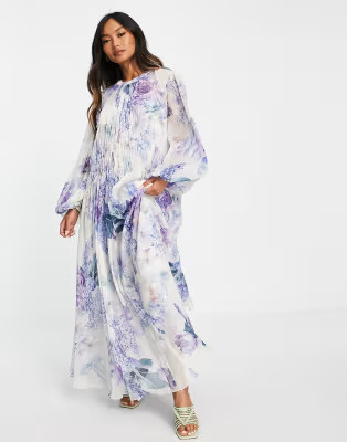 ASOS EDITION shirred front maxi dress in floral print | ASOS (Global)