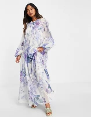 ASOS EDITION shirred front maxi dress in floral print | ASOS (Global)