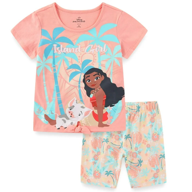 Disney Moana Short Sleeve Shirt and Shorts Set (Girls), 2 Piece Set, Sizes 2T-10 | Walmart (US)