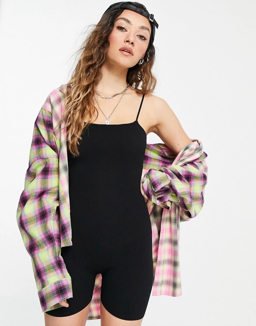 Bershka ribbed unitard in black | ASOS (Global)