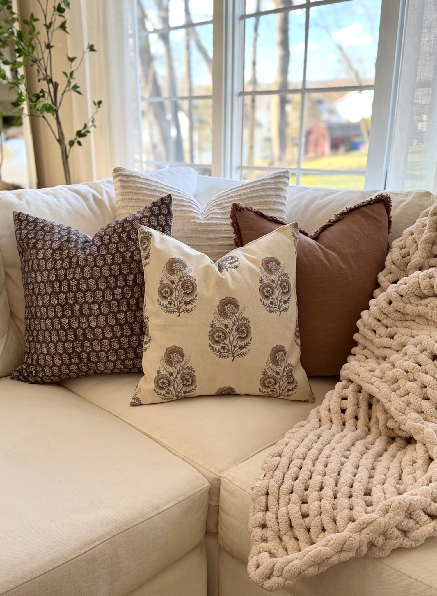 modern farmhouse spring throw pillow refresh 🤎

These warm brown and cream decorative accent pillow covers stuffed with squishy down feather inserts will make your couch super  comfy this Spring!

.
.
.
Warm brown floral block print pillows | brown faux leather lumbar pillows | vegan leather throw pillow covers | amazon accent pillows | affordable home decor | neutral home aesthetic | warm brown throw pillows | spring home accents | brown pillow combo inspo
#amazonhome #affordabledecor #neutraldecor #throwpillows #springdecor  #throwblankets 

#LTKHome #LTKSaleAlert #LTKSeasonal